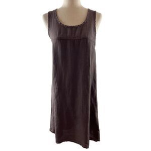 Allen Allen Linen Sleeveless Hi-Lo Shift Dress Size Small Light Brown Laganlook